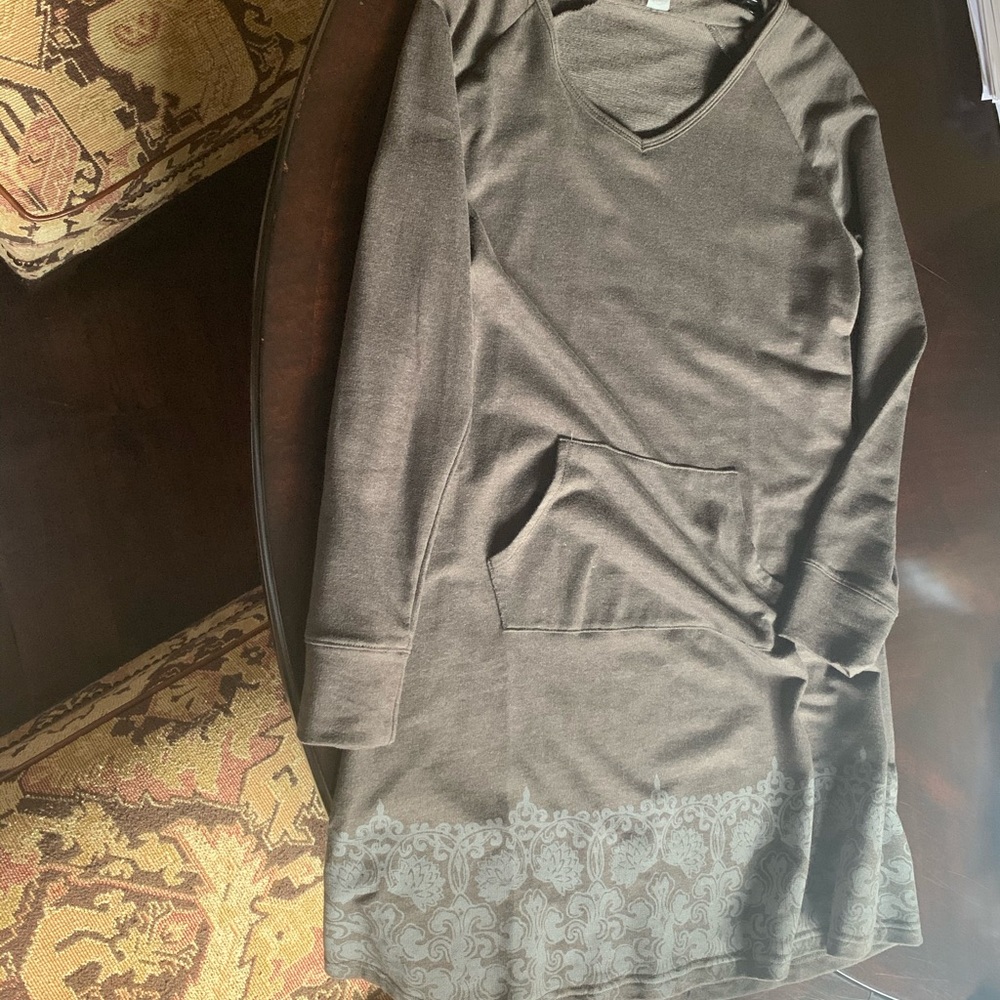 LALA Gray Hooded Sweatshirt Dress